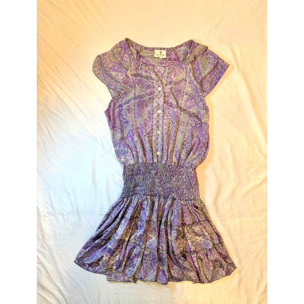 Perry Walker Collective Jenny Silk Blend Purple Paisley Dress - Size 1Small